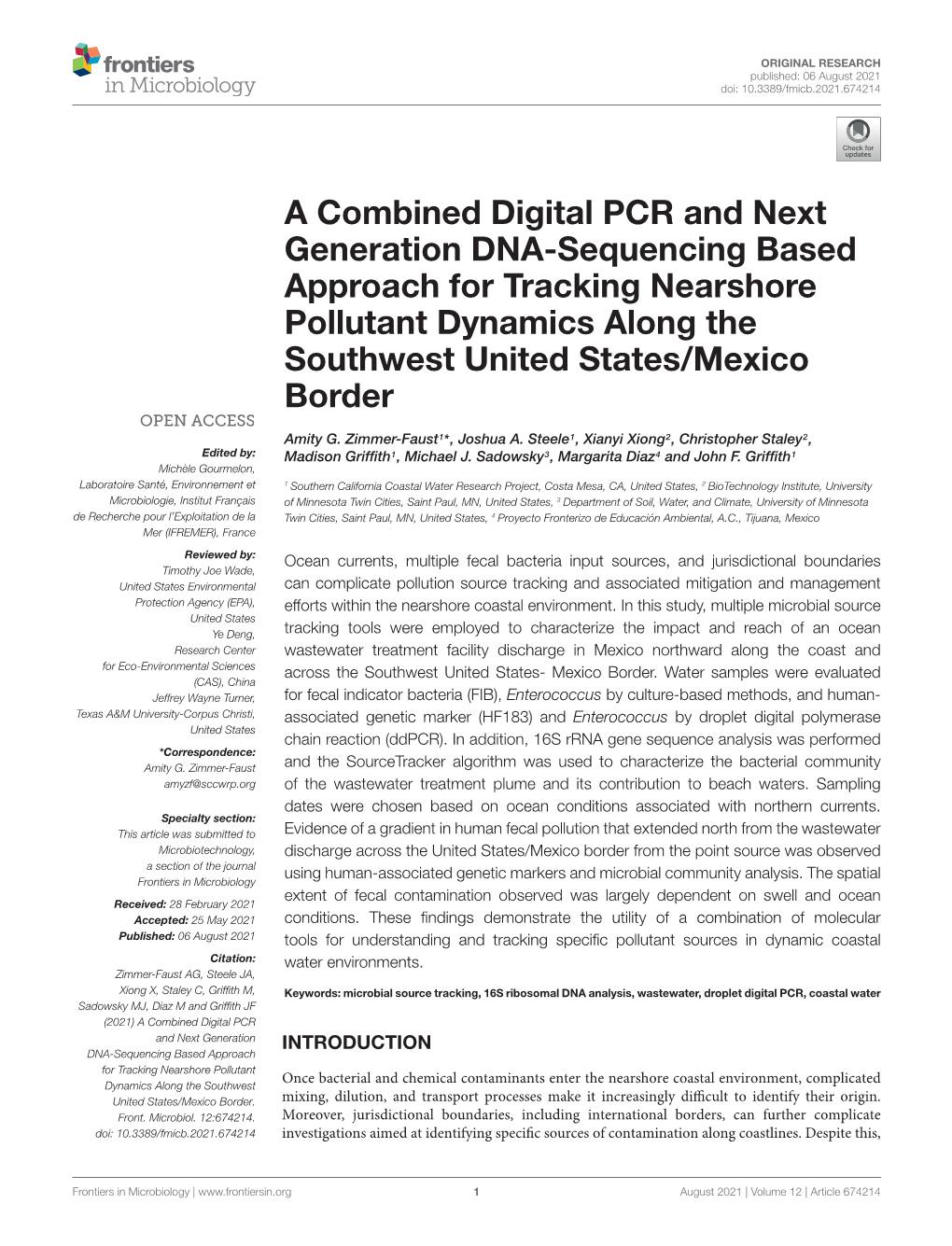 Tracking Nearshore Pollutant Dynamics Along the Southwest United States/Mexico Border