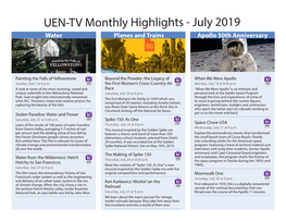 UEN-TV Monthly Highlights - July 2019 Water Planes and Trains Apollo 50Th Anniversary