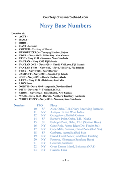 Navy Base Numbers