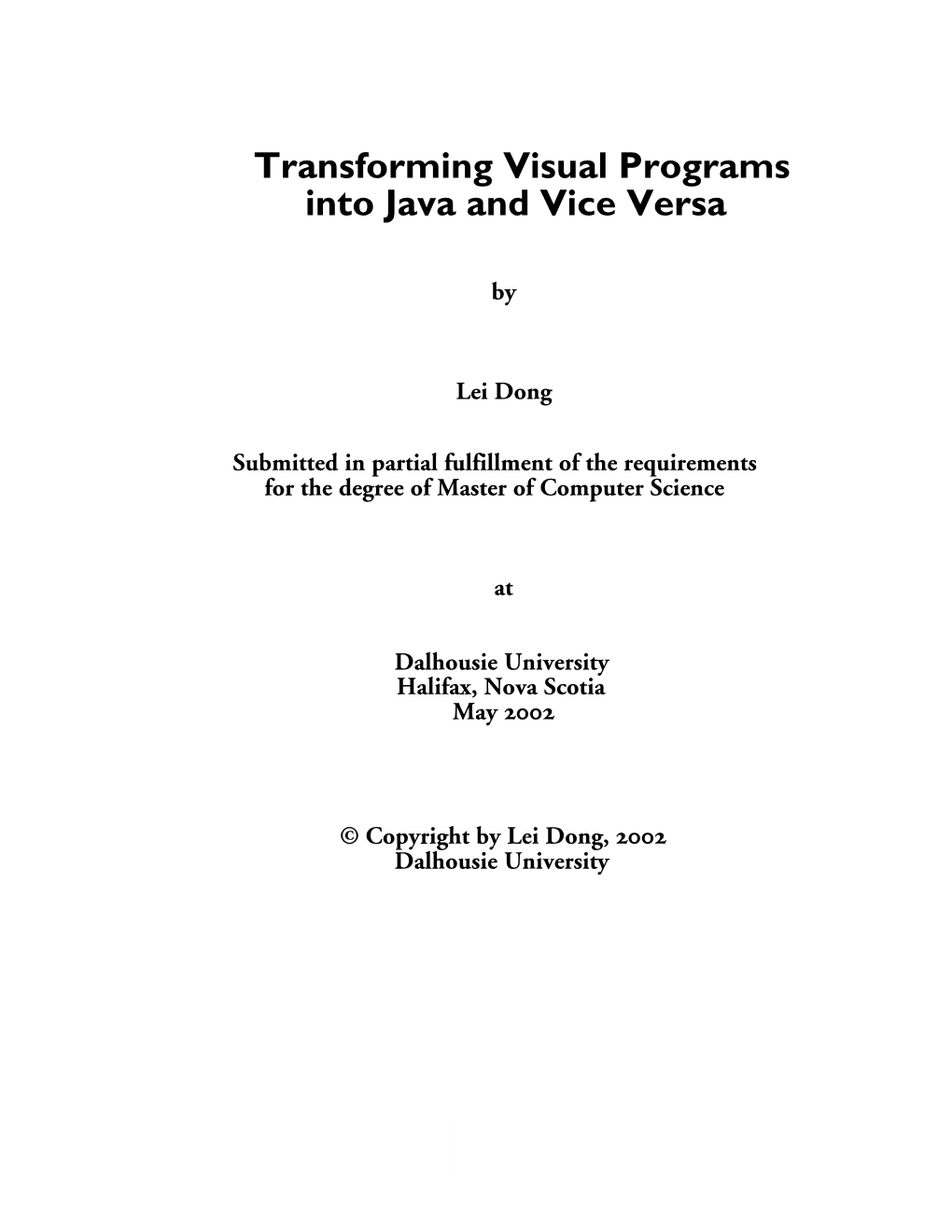 Transforming Visual Programs Into Java and Vice Versa