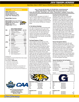 2019 TOWSON LACROSSE Game Notes | Game 3 | #9/#7 Towson at #16/#18 Georgetown | Cooper Field | Washington, D.C