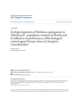 Ecological Genetics of Melaleuca Quinquenervia