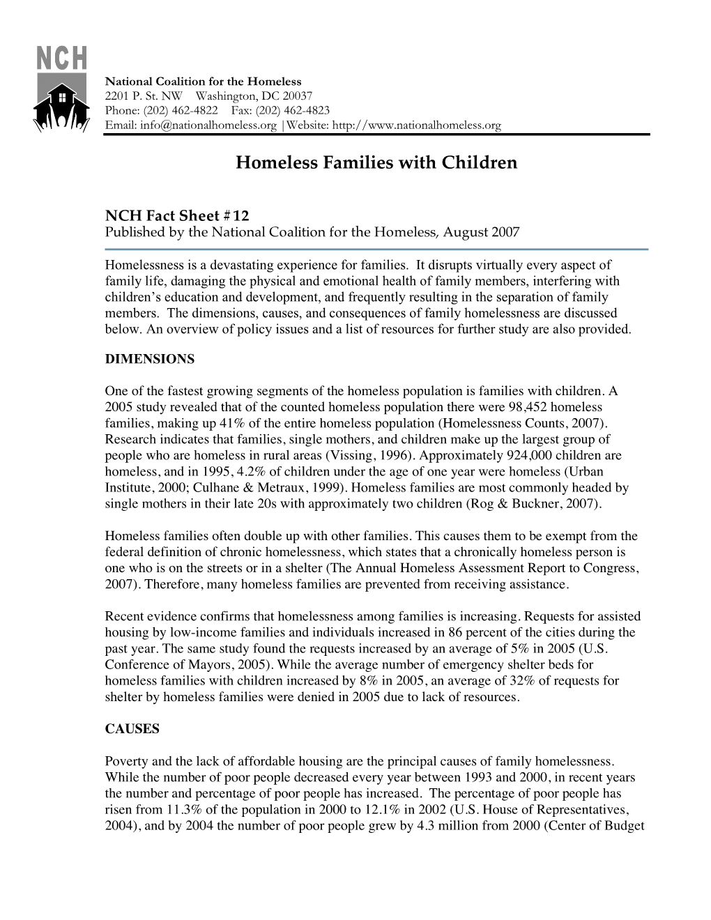 Homeless Families with Children