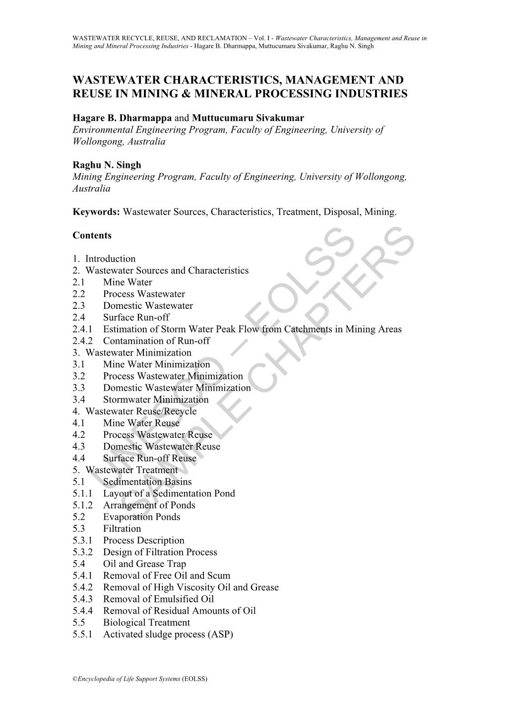 Wastewater Characteristics, Management And Reuse In Mining And Mineral ...