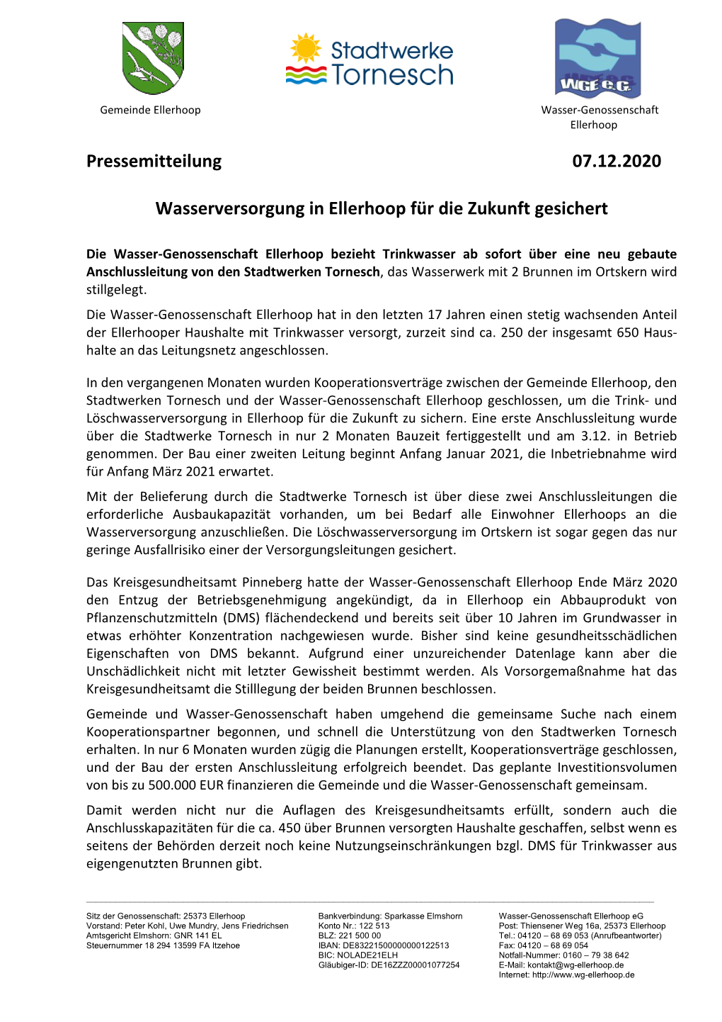 2020-12-07 Pressemitteilung Ellerhoop