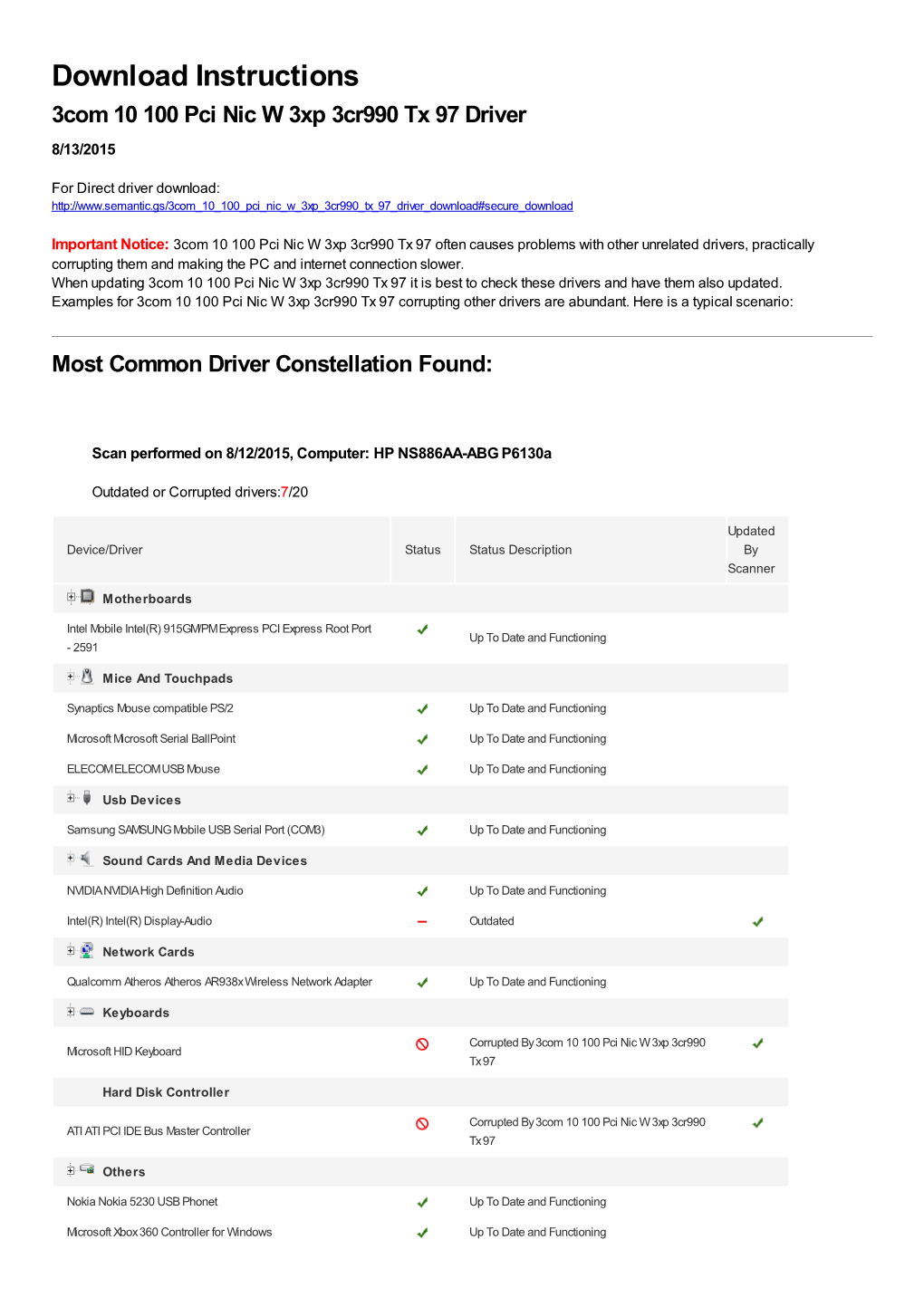 Driver Download Instructions