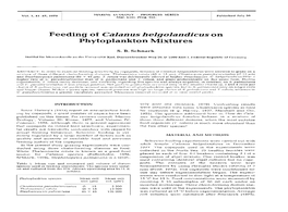 Feeding of Calanus Helgolandicus on Phytoplankton Mixtures