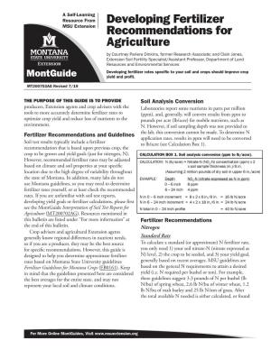 Developing Fertilizer Recommendations for Agriculture