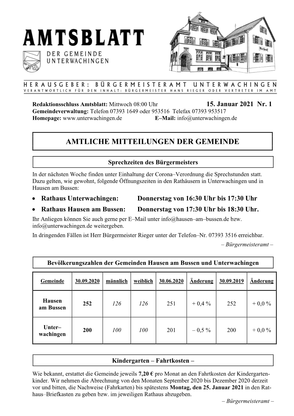 Amtliche Mitteilungen Der Gemeinde