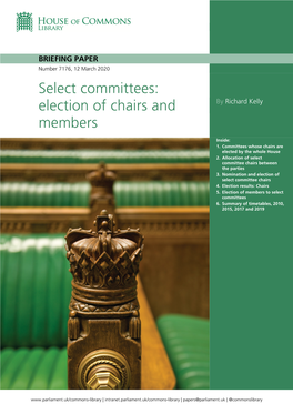 Select Committees: by Richard Kelly