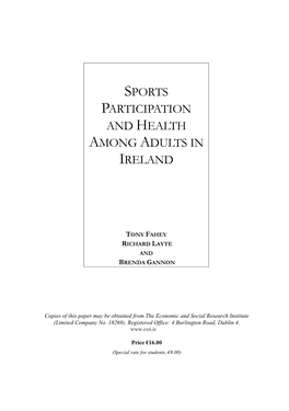 Sports Participation and Health Among Adults in Ireland