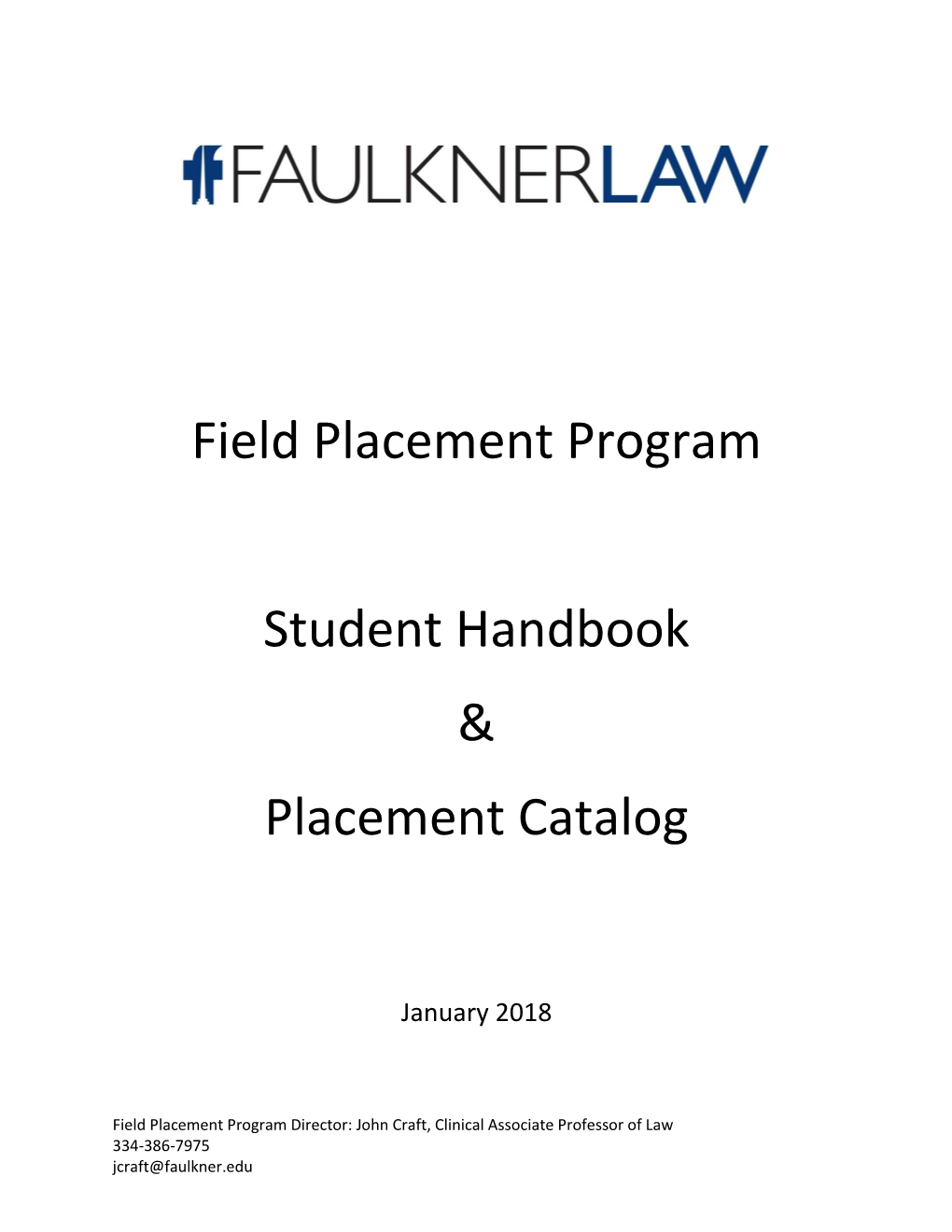 Field Placement Program Student Handbook & Placement Catalog