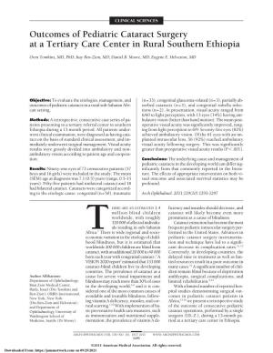 Outcomes of Pediatric Cataract Surgery at a Tertiary Care Center in Rural Southern Ethiopia