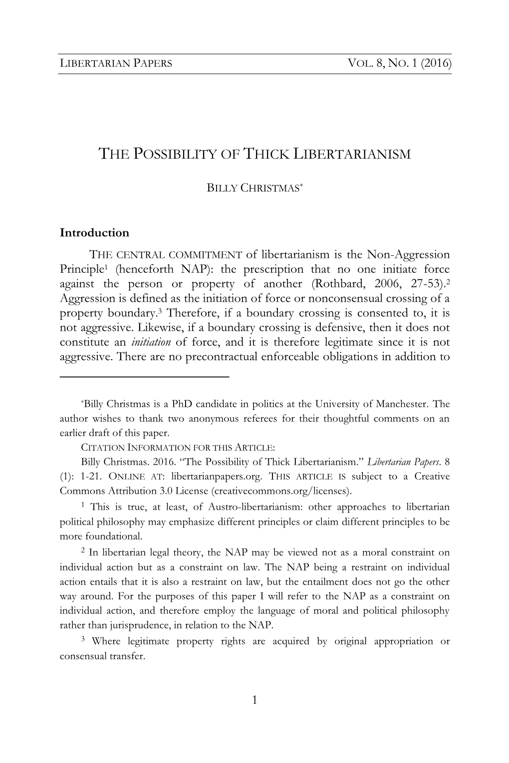 The Possibility of Thick Libertarianism