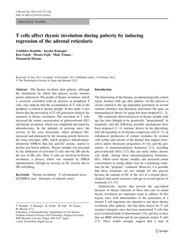 T Cells Affect Thymic Involution During Puberty by Inducing Regression of the Adrenal Reticularis