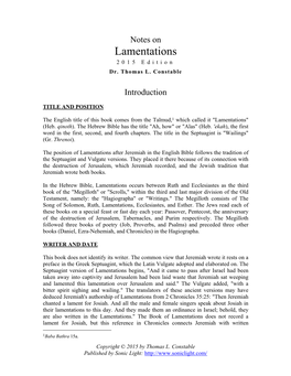 Lamentations 2015 Edition Dr