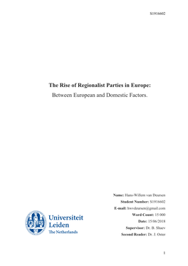 The Rise of Regionalist Parties in Europe: Between European and Domestic Factors