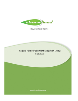 Kaipara Harbour Sediment Mitigation Study: Summary