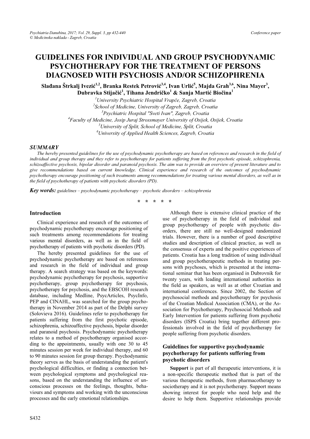 Guidelines for Individual and Group Psychodynamic