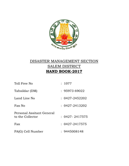 Disaster Management Section Salem District Hand Book-2017