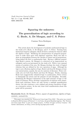 The Generalization of Logic According to G.Boole, A.De Morgan