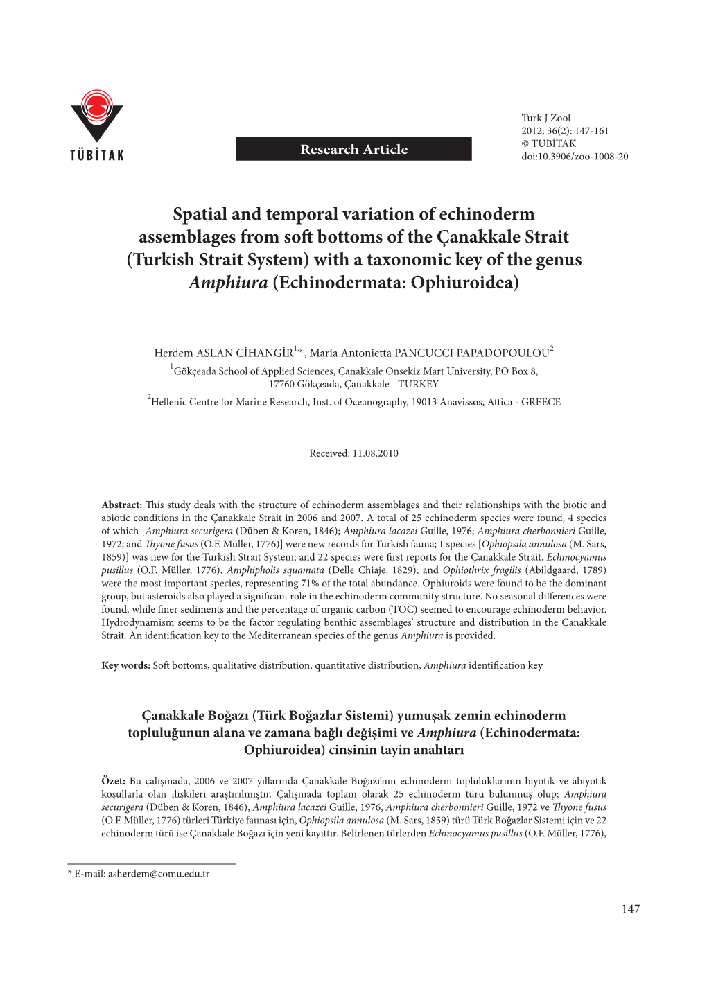 Spatial and Temporal Variation of Echinoderm Assemblages from Soft