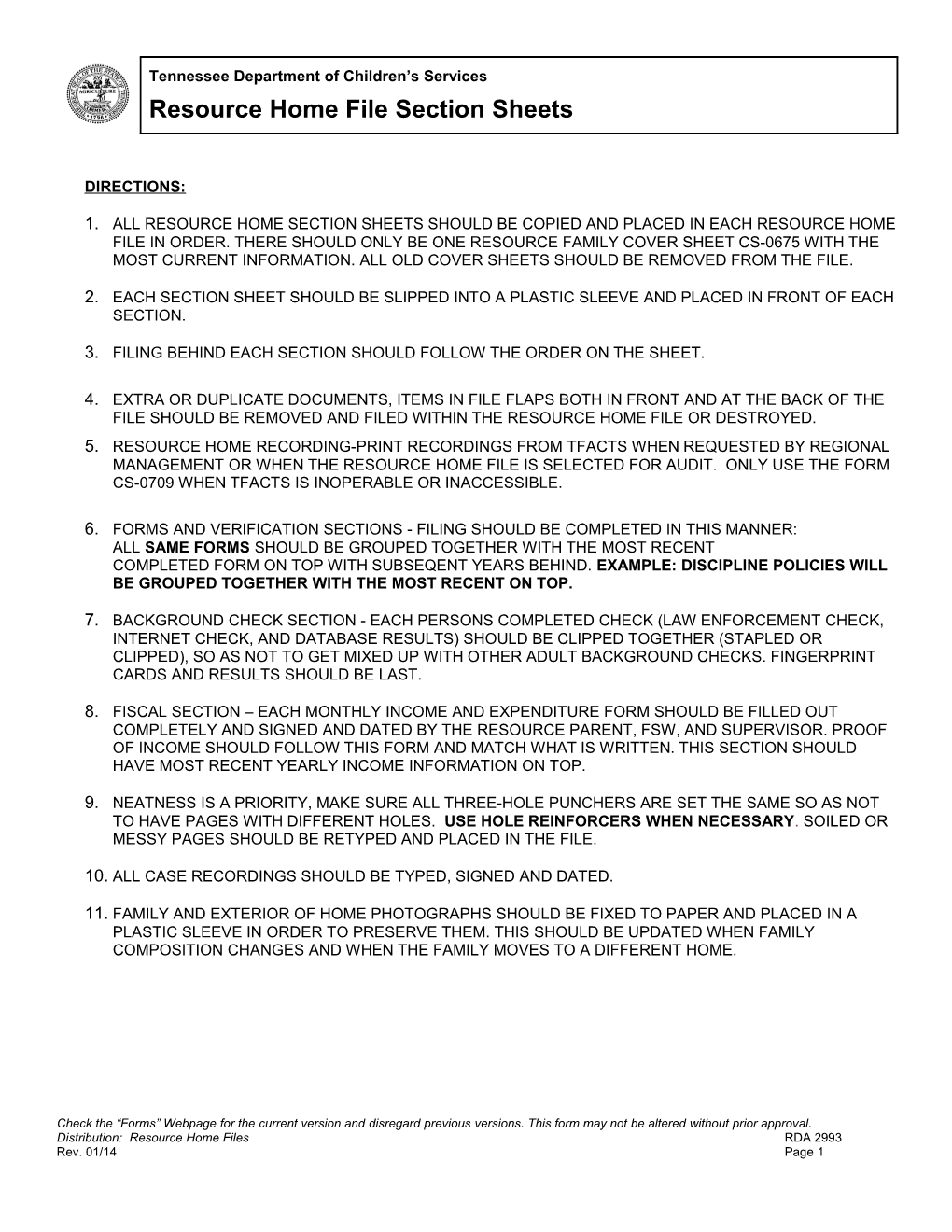 3. Filing Behind Each Section Should Follow the Order on the Sheet s1