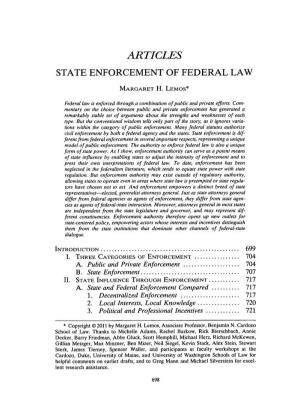 State Enforcement of Federal Law