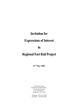 Invitation for Expressions of Interest in Regional Fast Rail Project