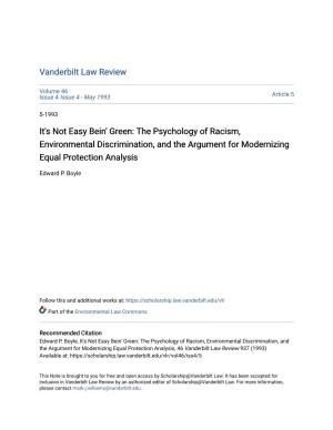 The Psychology of Racism, Environmental Discrimination, and the Argument for Modernizing Equal Protection Analysis