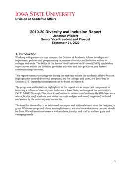 FY2020 Academic Affairs Diversity and Inclusion Report