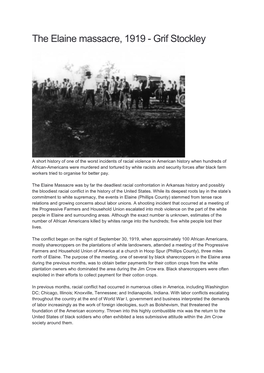 The Elaine Massacre, 1919 - Grif Stockley