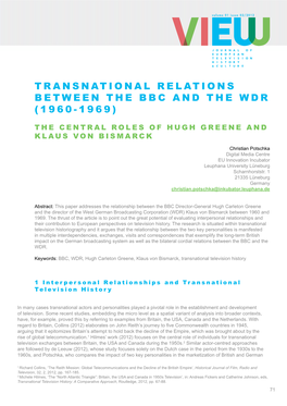 Transnational Relations Between the Bbc and the Wdr (1960-1969)