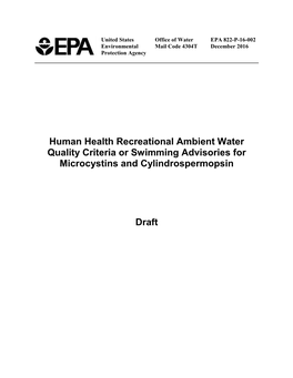 Human Health Recreational Ambient Water Quality Criteria Or Swimming Advisories for Microcystins and Cylindrospermopsin