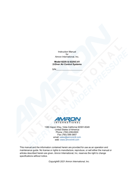 Amron 8225I-UM 2-Diver Air Control Systems User Manual REV