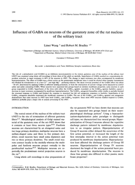 Influence of GABA on Neurons of the Gustatory Zone of the Rat Nucleus of the Solitary Tract