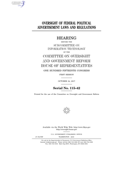 Oversight of Federal Political Advertisement Laws and Regulations