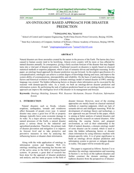 An Ontology Based Approach for Disaster Prediction
