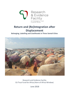Return and (Re)Integration After Displacement Belonging, Labelling and Livelihoods in Three Somali Cities
