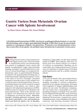 Gastric Varices from Metastatic Ovarian Cancer with Splenic Involvement