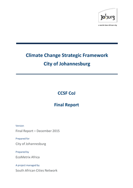 Climate Change Strategic Framework City of Johannesburg