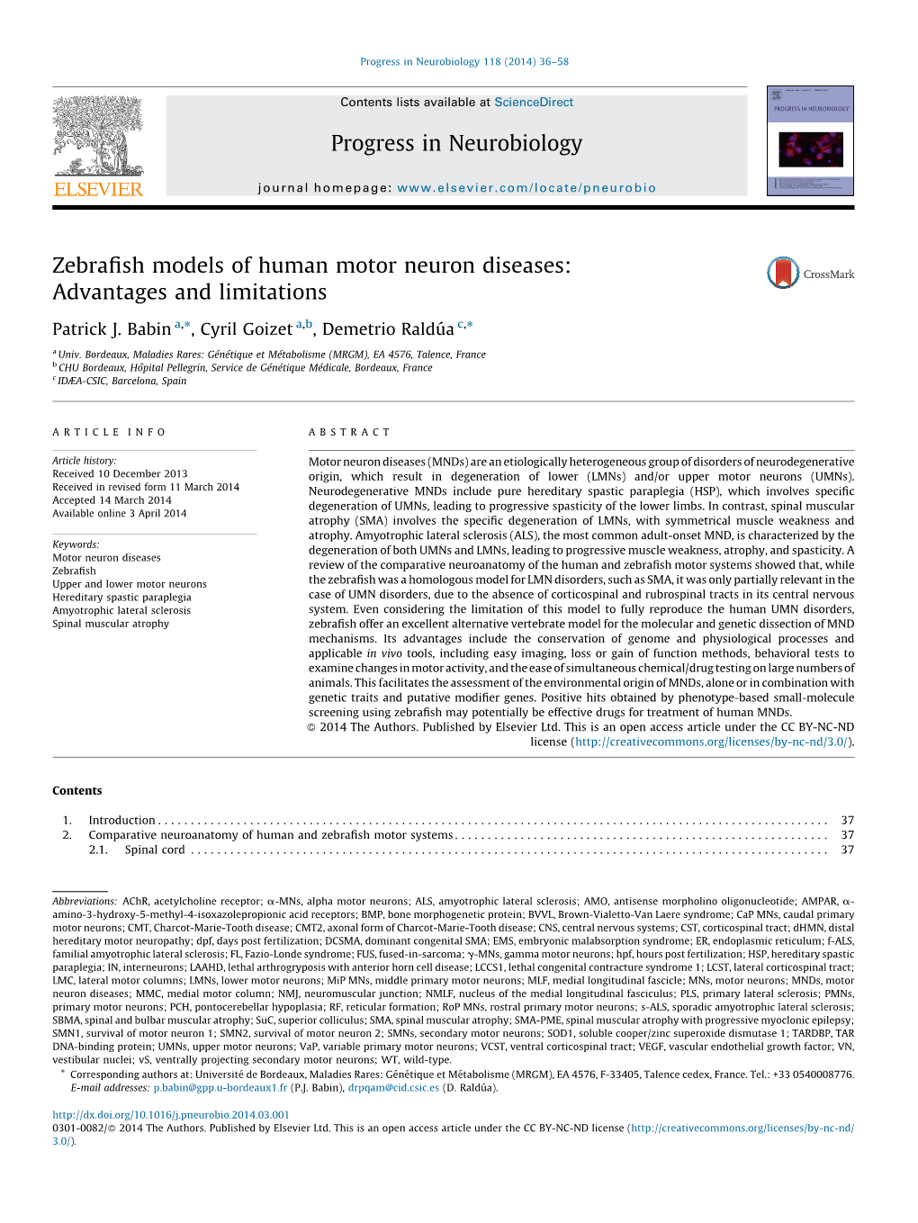 Zebrafish Models of Human Motor Neuron Diseases