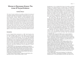 Women in Mycenaean Greece: the Linear B Textual Evidence