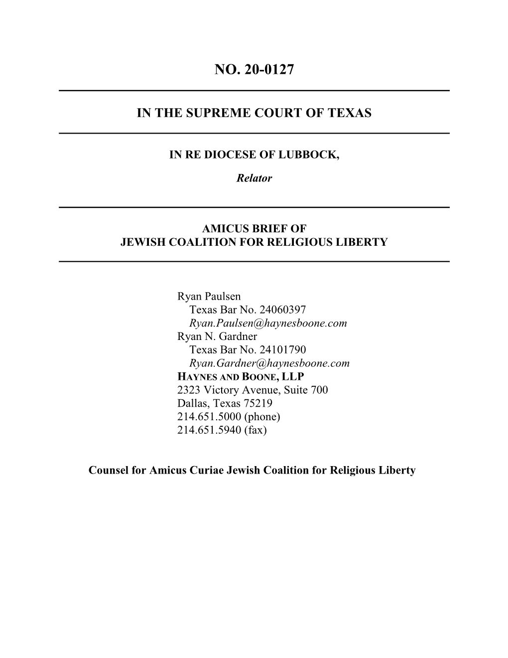Jewish Coalition for Religious Liberty Amicus Brief In