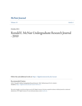 Ronald E. Mcnair Undergraduate Research Journal - 2010