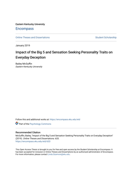 Impact of the Big 5 and Sensation Seeking Personality Traits on Everyday Deception