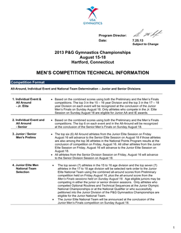 Men's Competition Technical Information