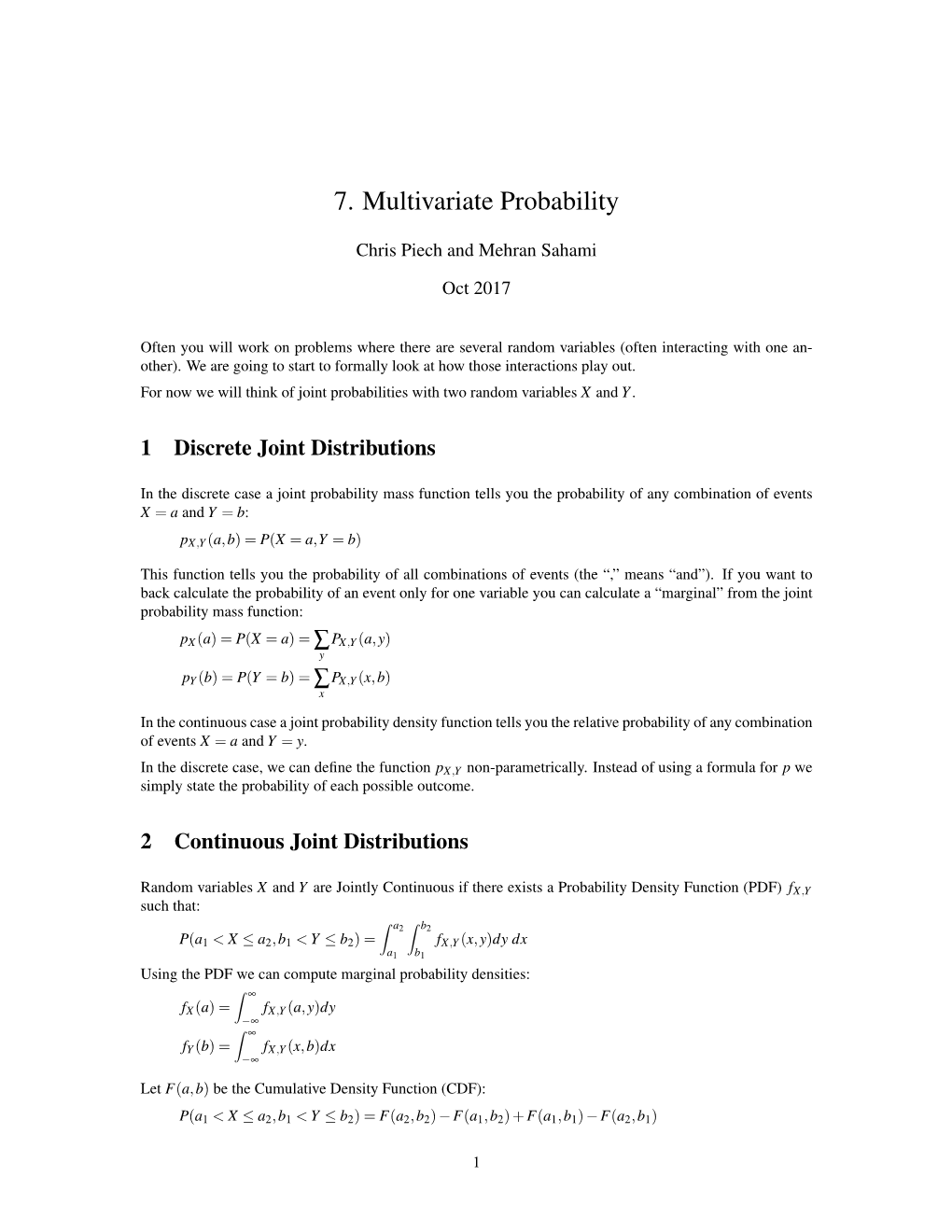 7. Multivariate Probability