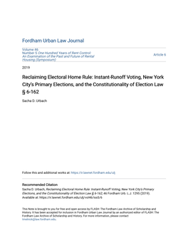 Instant-Runoff Voting, New York Cityâ•Žs Primary Elections, and The