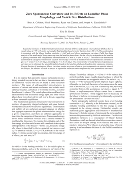 Zero Spontaneous Curvature and Its Effects on Lamellar Phase Morphology and Vesicle Size Distributions